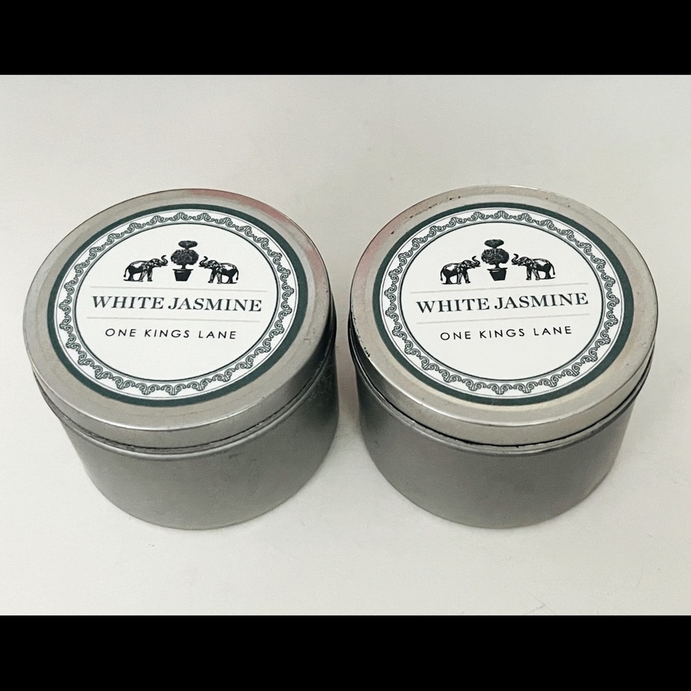 Set of 2 White Jasmine candle tins